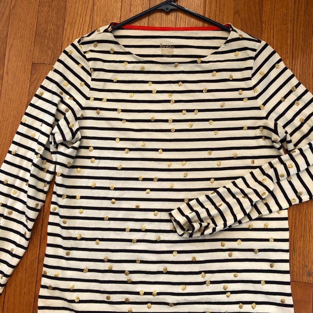 Boden Long Sleeve Stripe Breton T, Size 6